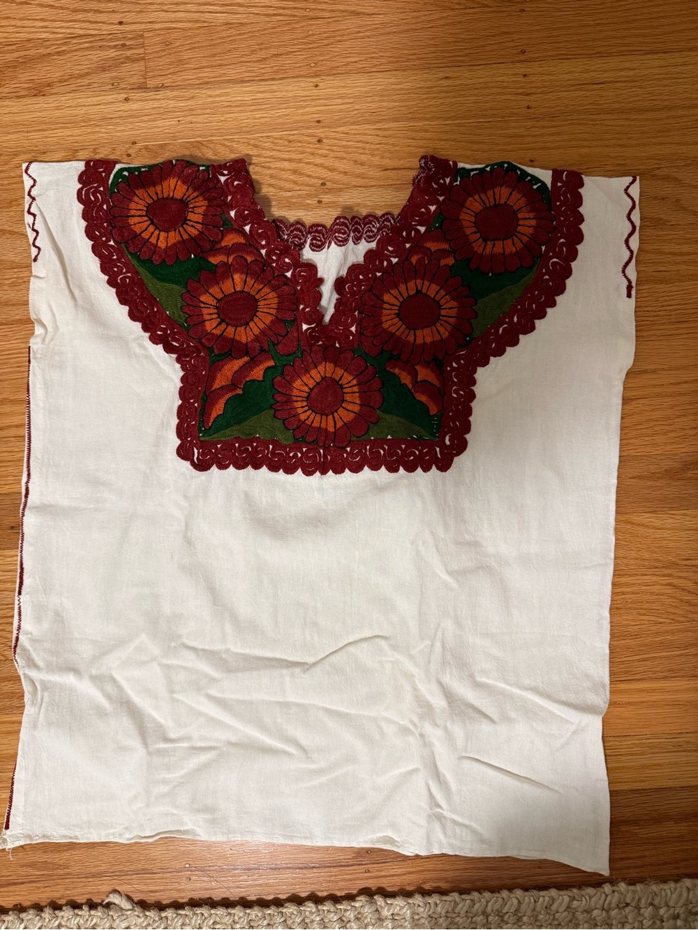 Hand embroidered flowered top from Mexico